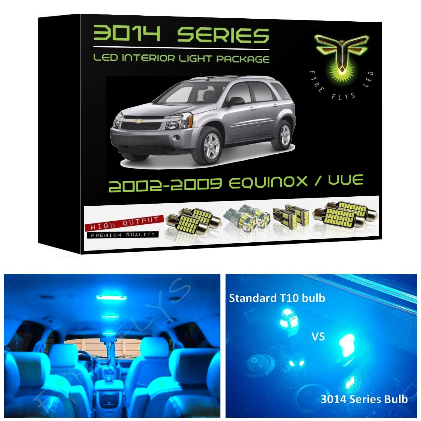 2002-2009 Chevy Equinox / Saturn Vue Super Bright 3014 Series LED interior light kit