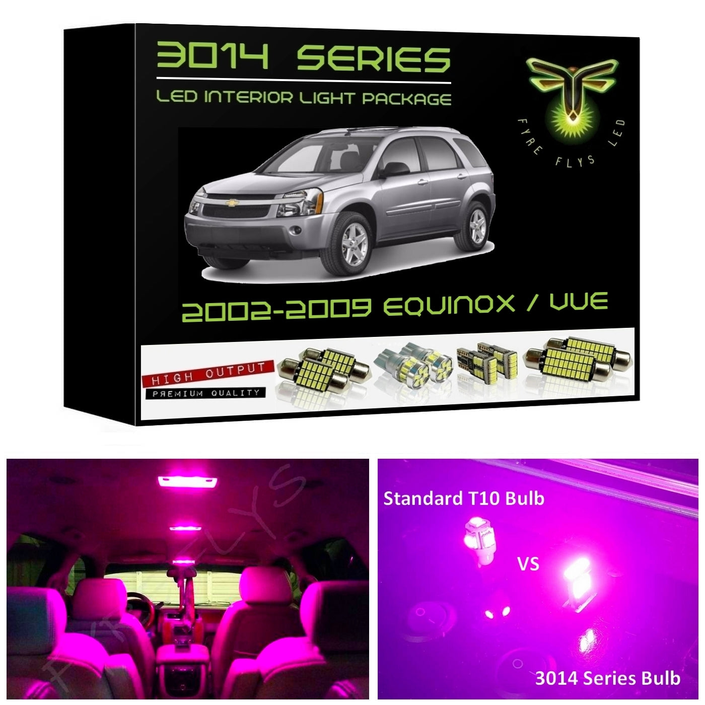 2002-2009 Chevy Equinox / Saturn Vue Super Bright 3014 Series LED interior light kit