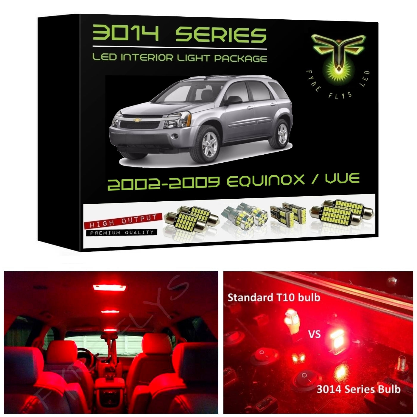 2002-2009 Chevy Equinox / Saturn Vue Super Bright 3014 Series LED interior light kit