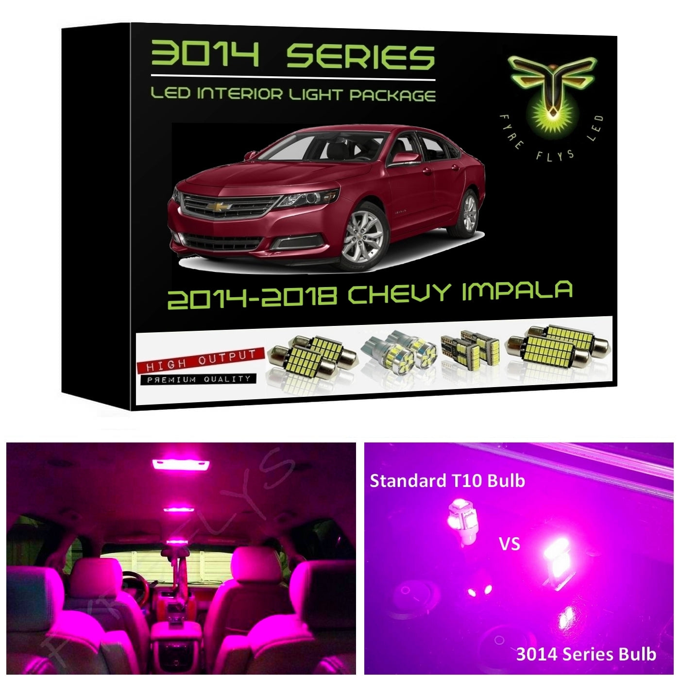 2014-2018 Chevrolet Impala Super Bright 3014 Series LED interior light kit