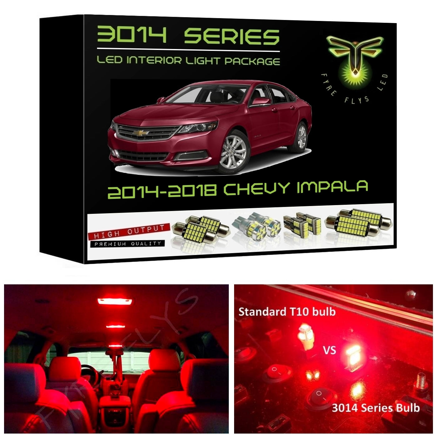 2014-2018 Chevrolet Impala Super Bright 3014 Series LED interior light kit
