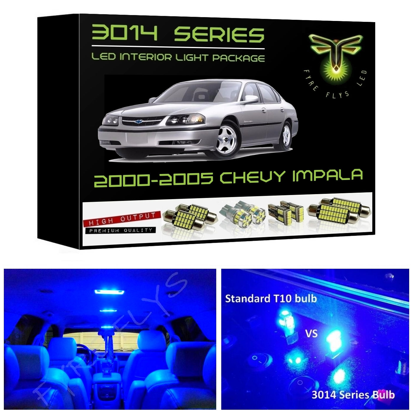 2000-2005 Chevy Impala Super Bright 3014 Series LED interior light kit