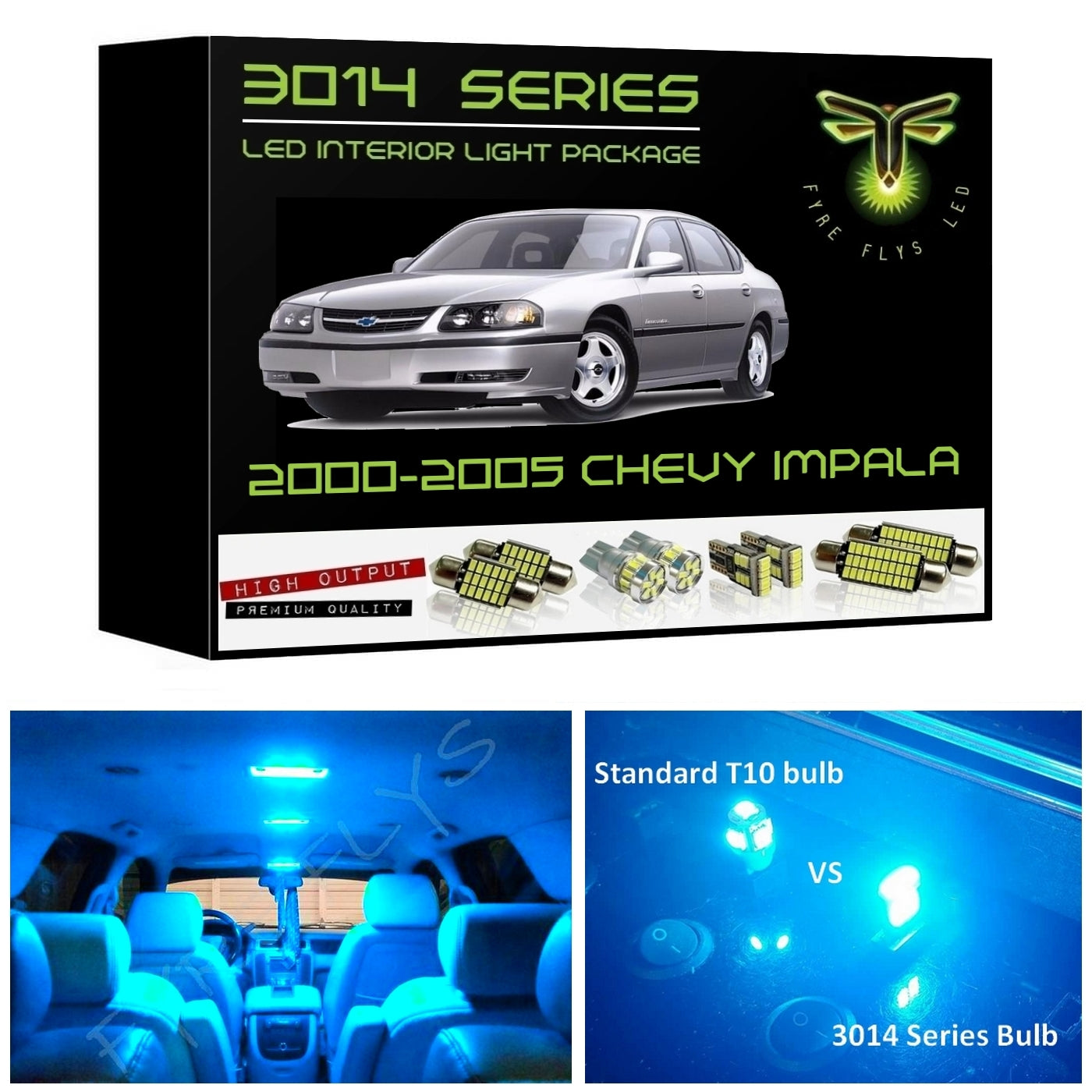 2000-2005 Chevy Impala Super Bright 3014 Series LED interior light kit