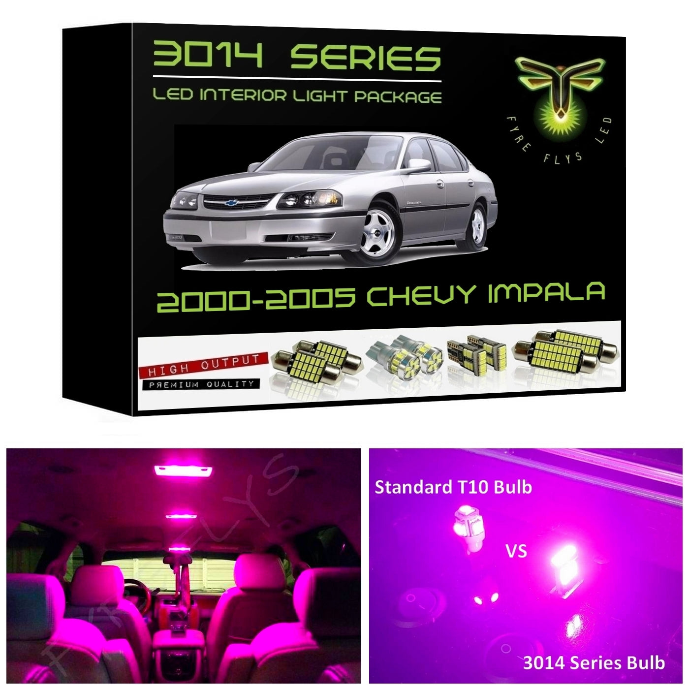 2000-2005 Chevy Impala Super Bright 3014 Series LED interior light kit