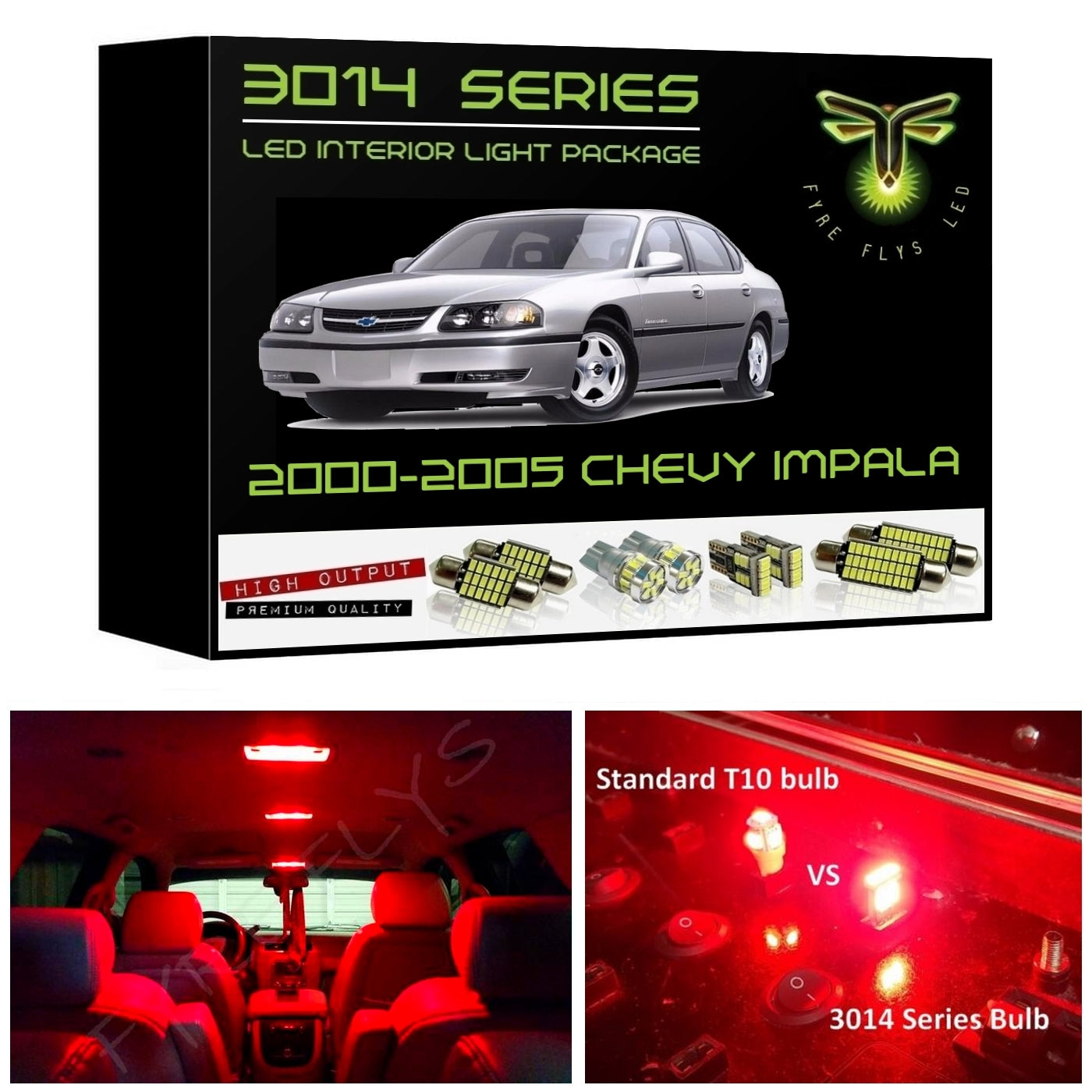 2000-2005 Chevy Impala Super Bright 3014 Series LED interior light kit