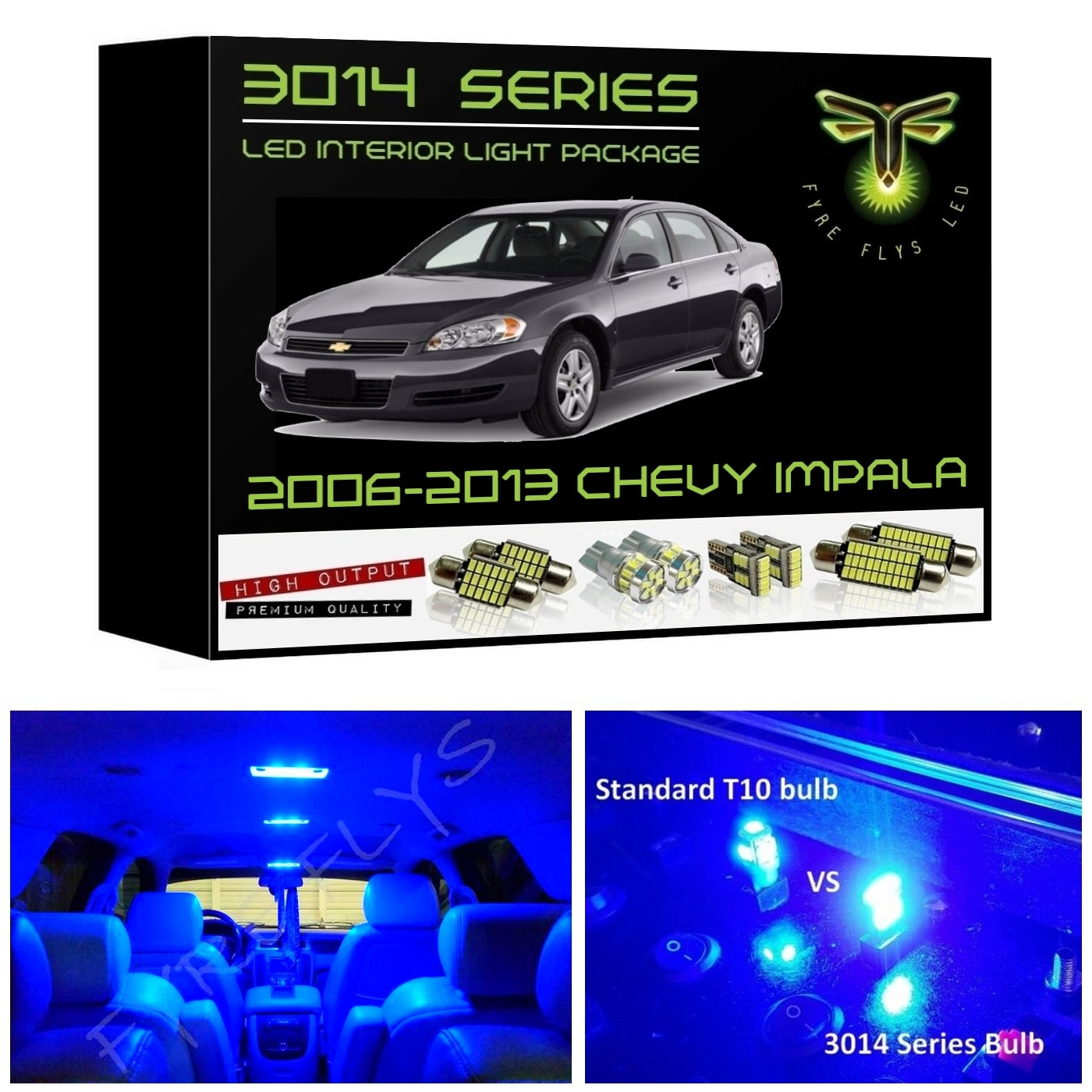 2006-2013 Chevy Impala Super Bright 3014 Series LED interior light kit