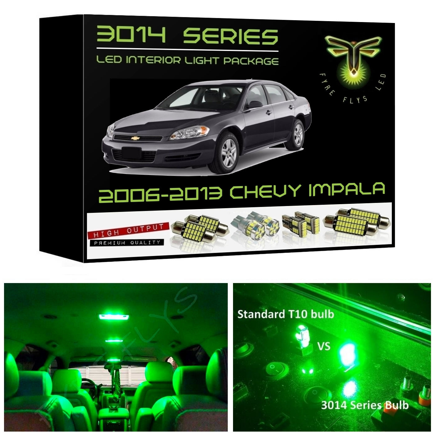 2006-2013 Chevy Impala Super Bright 3014 Series LED interior light kit