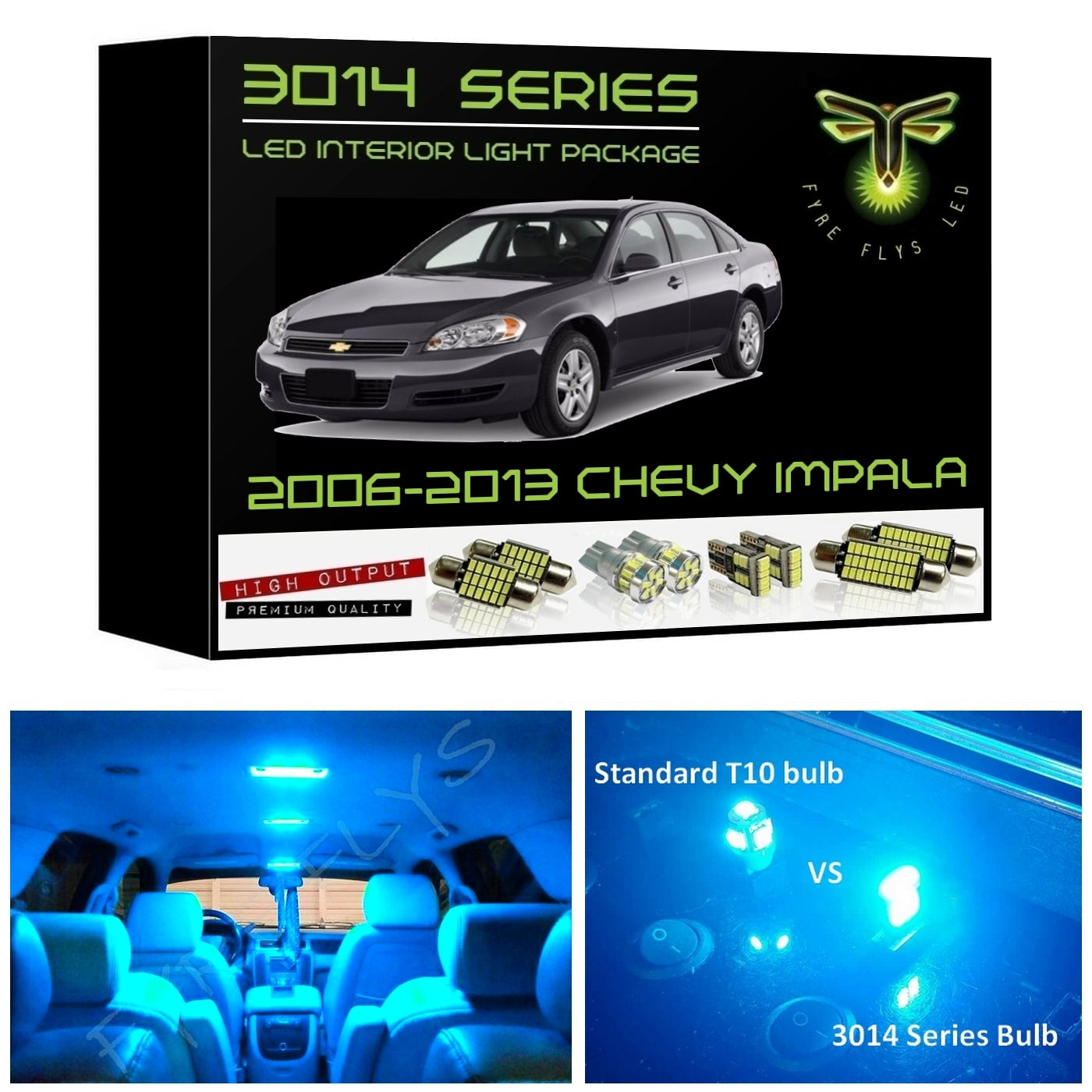 2006-2013 Chevy Impala Super Bright 3014 Series LED interior light kit