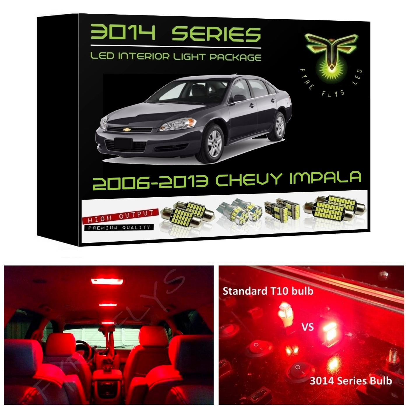 2006-2013 Chevy Impala Super Bright 3014 Series LED interior light kit