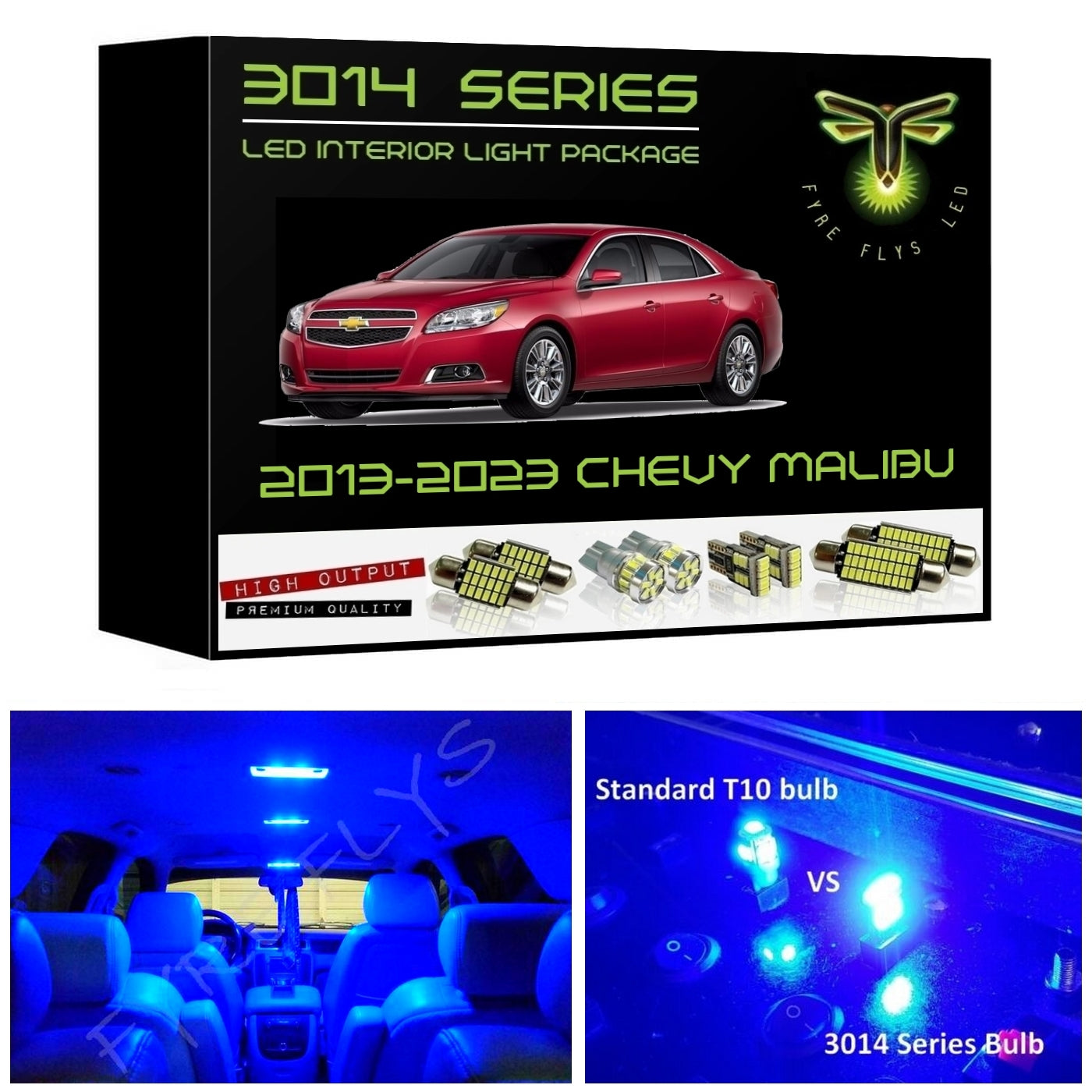 2013-2023 Chevrolet Malibu Super Bright 3014 Series LED interior light kit