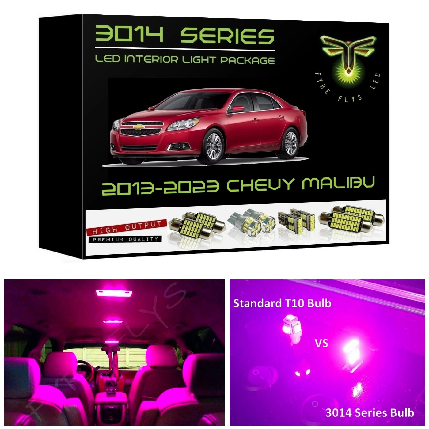 2013-2023 Chevrolet Malibu Super Bright 3014 Series LED interior light kit