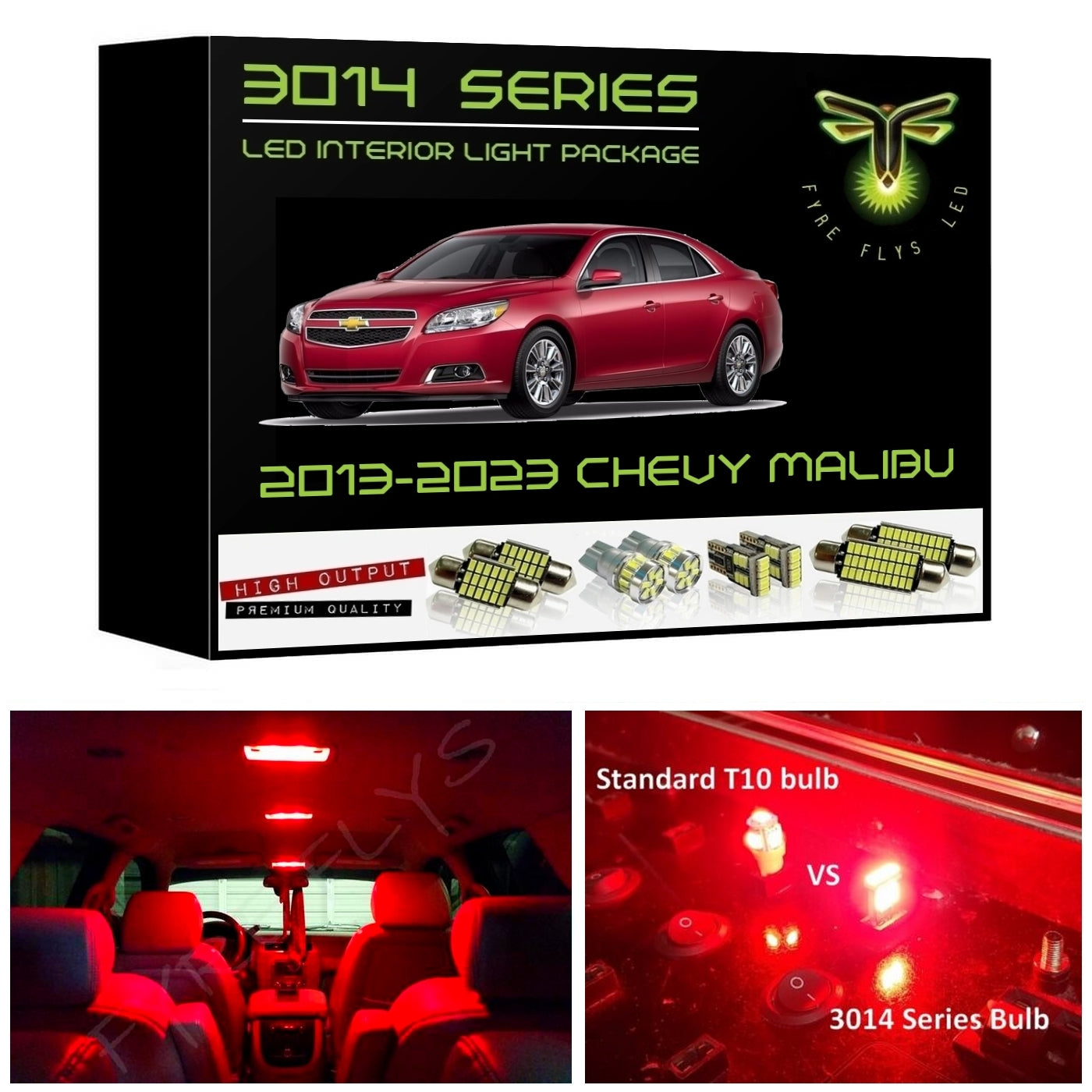 2013-2023 Chevrolet Malibu Super Bright 3014 Series LED interior light kit