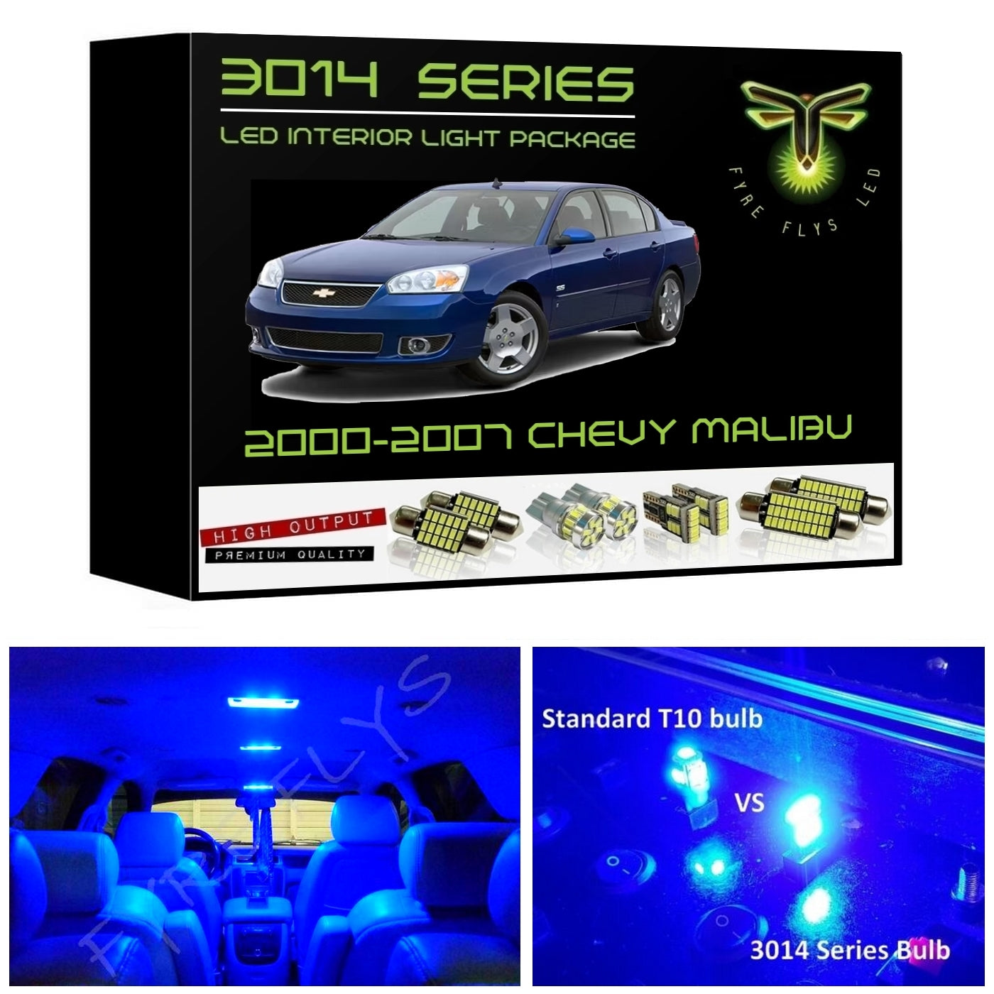 2000-2007 Chevy Malibu Super Bright 3014 Series LED interior light kit
