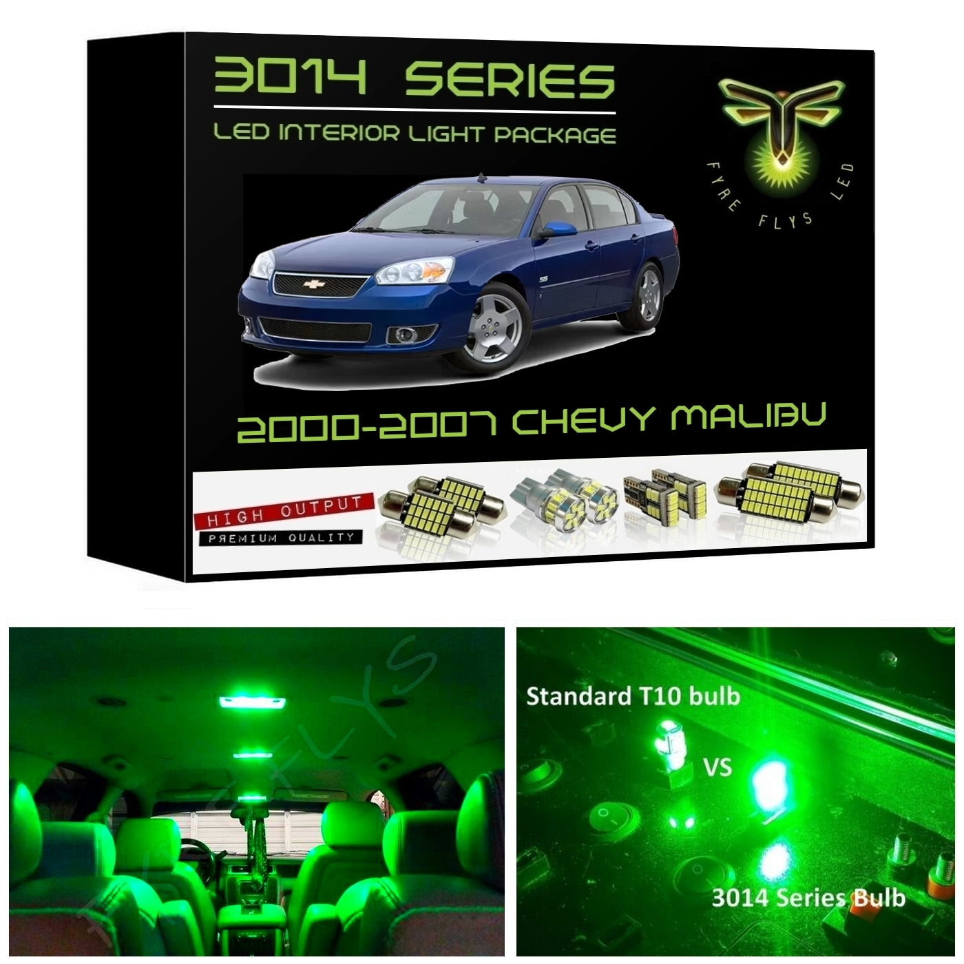 2000-2007 Chevy Malibu Super Bright 3014 Series LED interior light kit