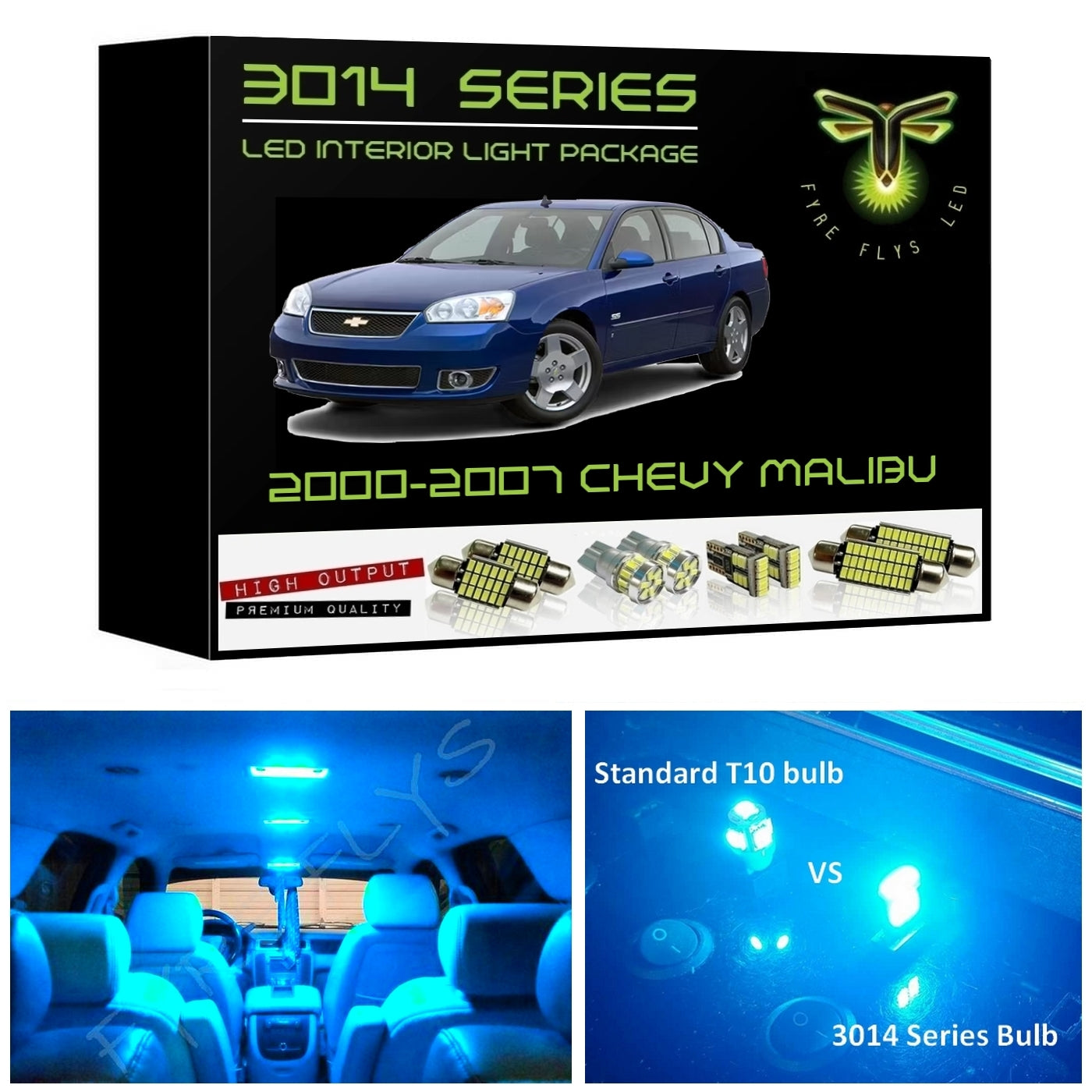 2000-2007 Chevy Malibu Super Bright 3014 Series LED interior light kit