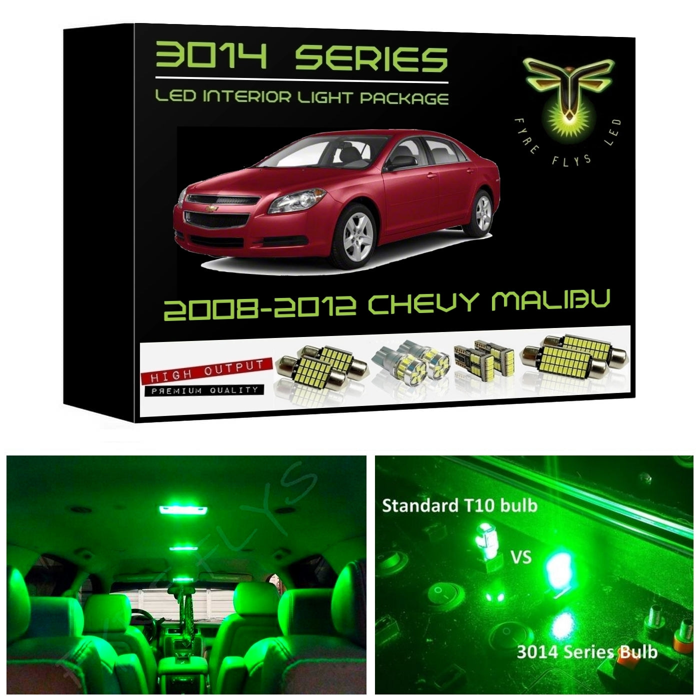 2008-2012 Chevy Malibu Super Bright 3014 Series LED interior light kit