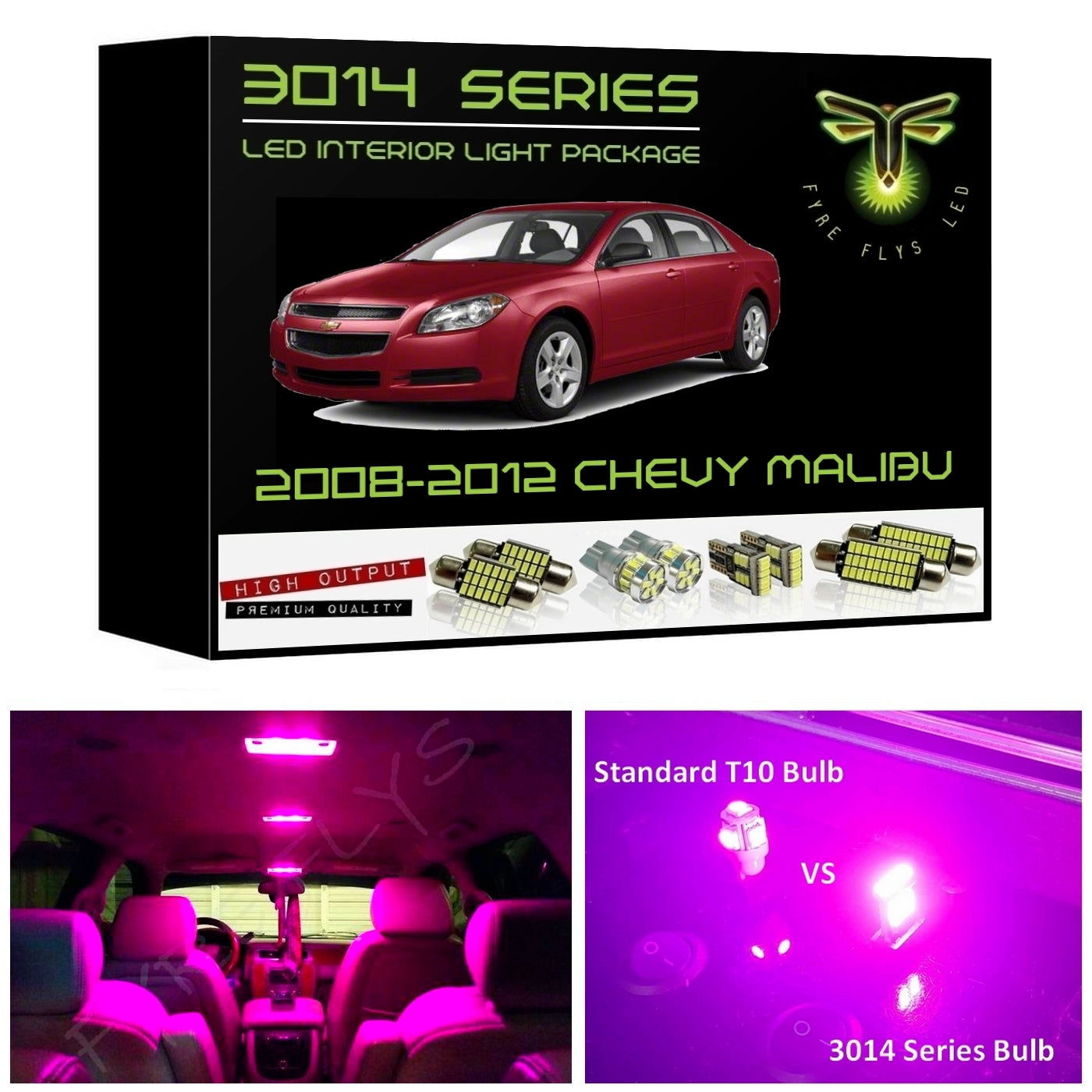 2008-2012 Chevy Malibu Super Bright 3014 Series LED interior light kit