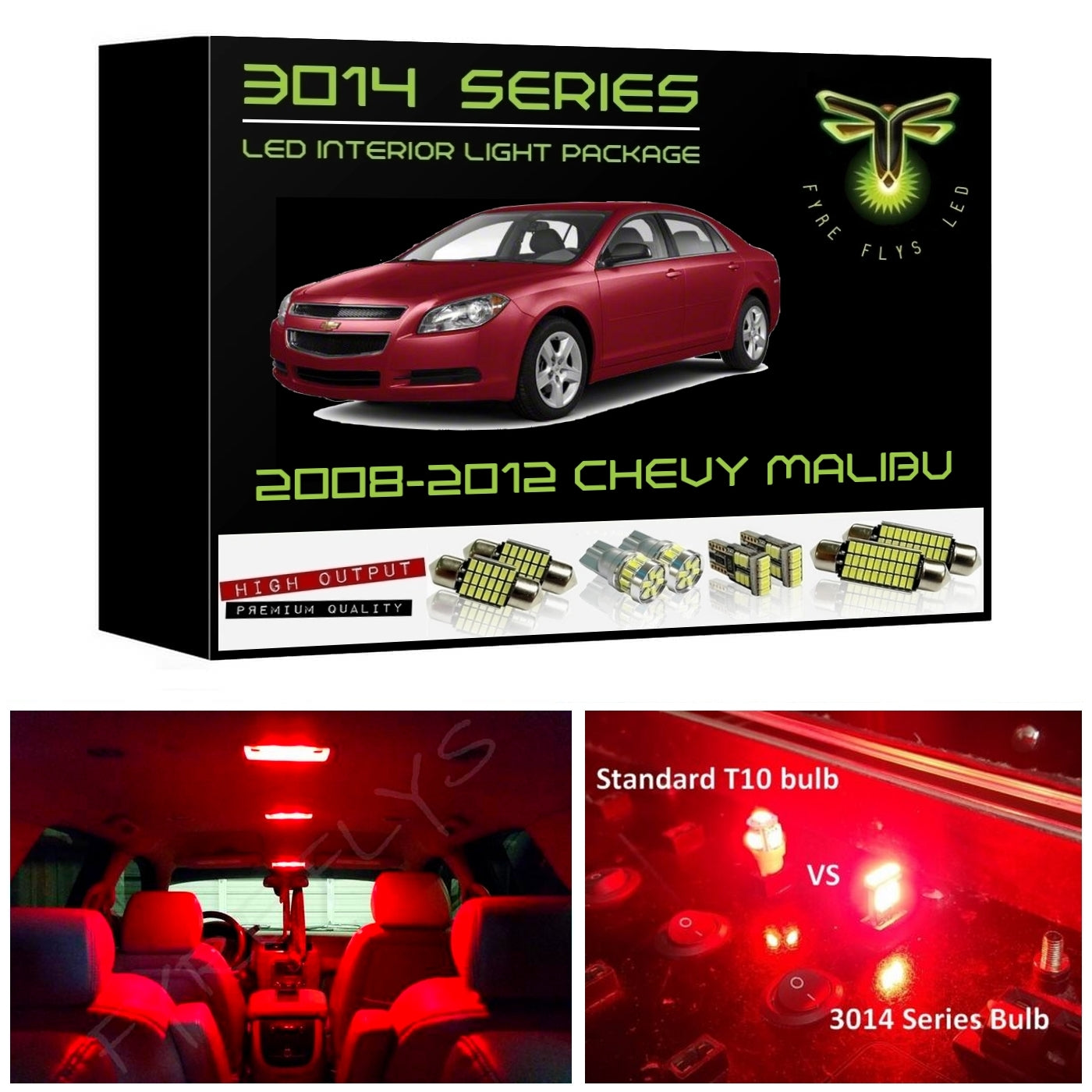2008-2012 Chevy Malibu Super Bright 3014 Series LED interior light kit