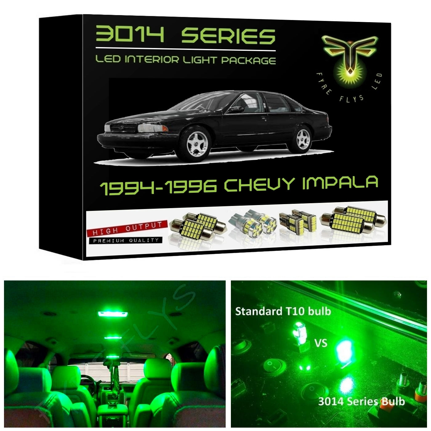 1994-1996 Chevrolet Impala Super Bright 3014 Series LED interior light kit