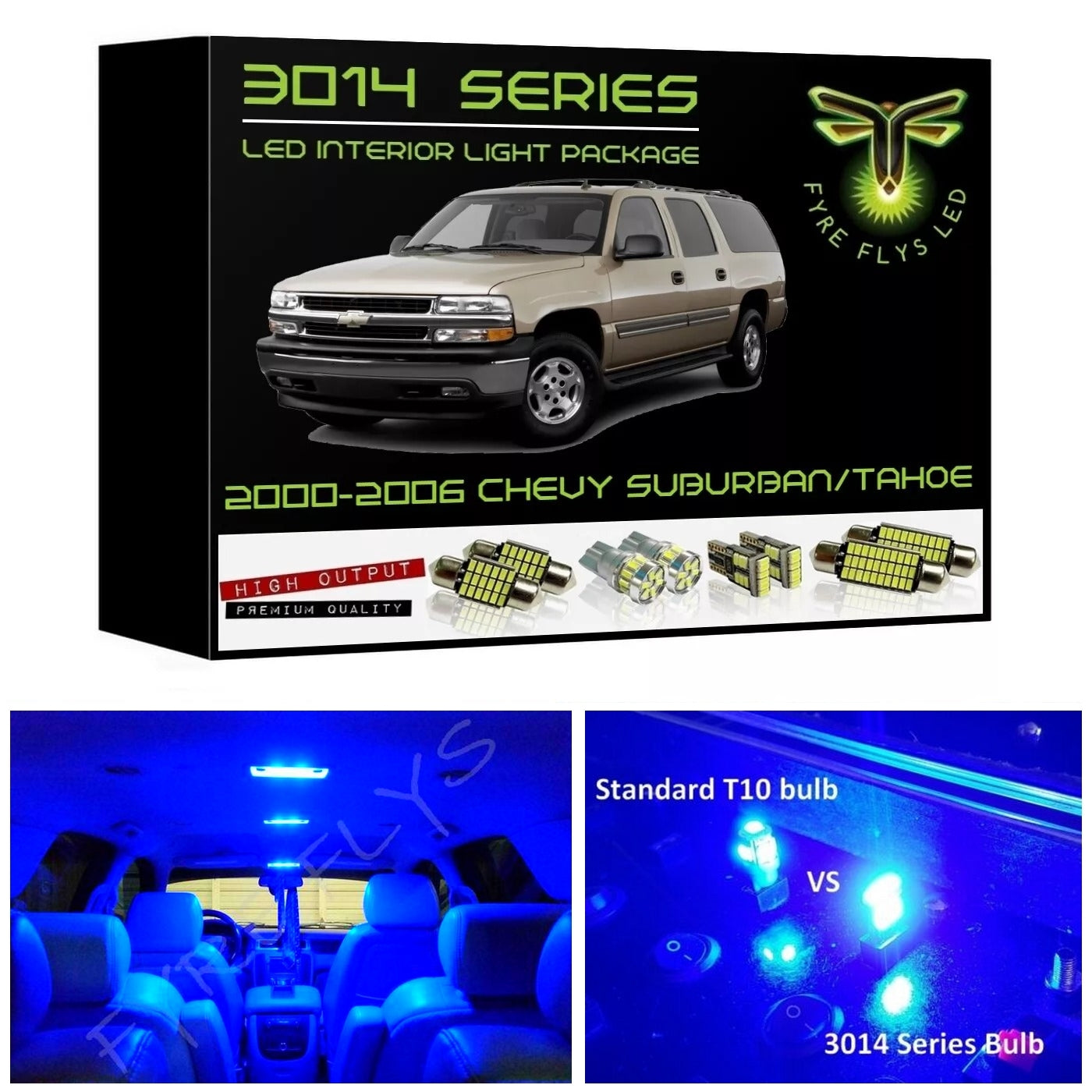 2000-2006 Chevrolet Tahoe or Suburban / GMC Yukon Super Bright 3014 Series LED interior light kit