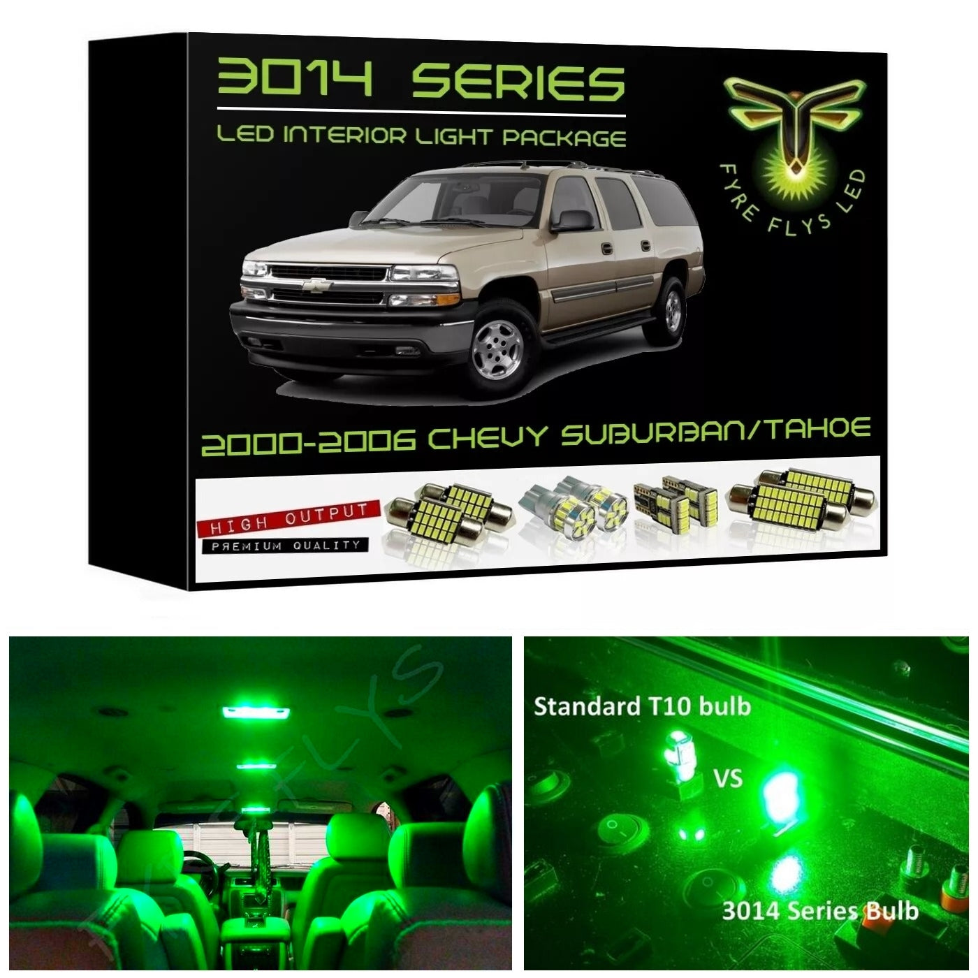 2000-2006 Chevrolet Tahoe or Suburban / GMC Yukon Super Bright 3014 Series LED interior light kit