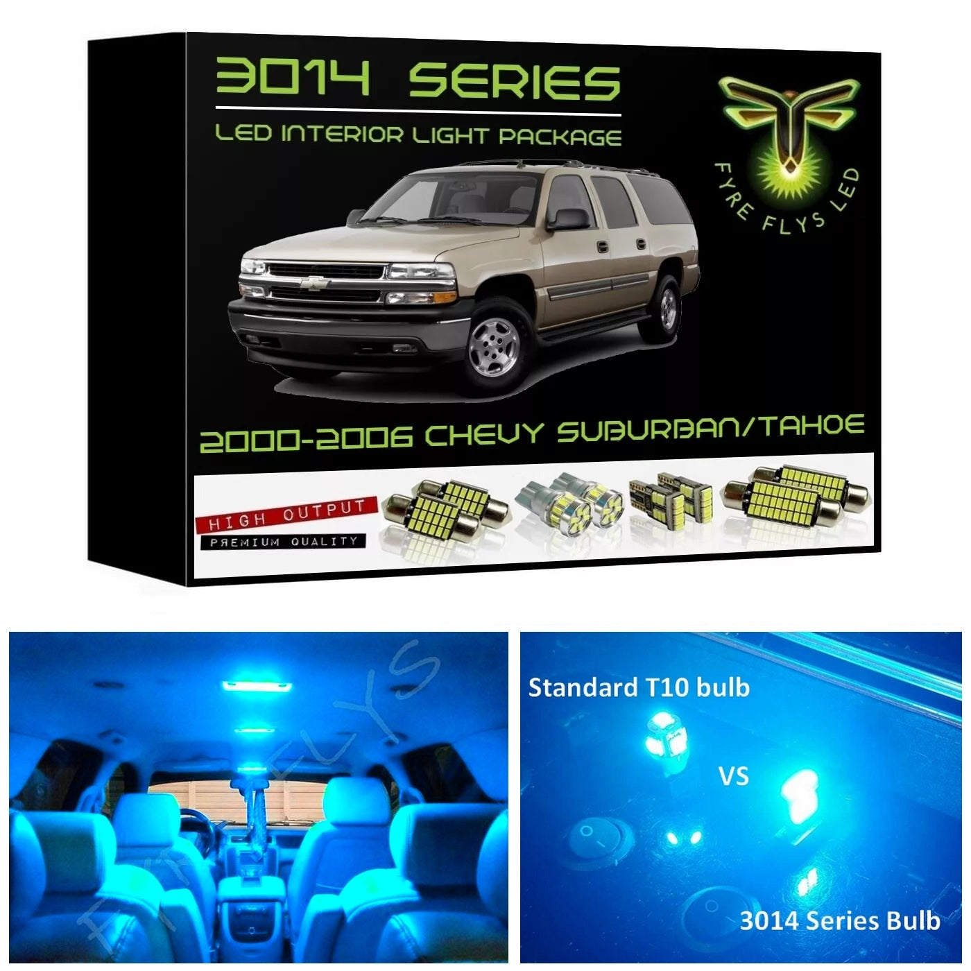 2000-2006 Chevrolet Tahoe or Suburban / GMC Yukon Super Bright 3014 Series LED interior light kit