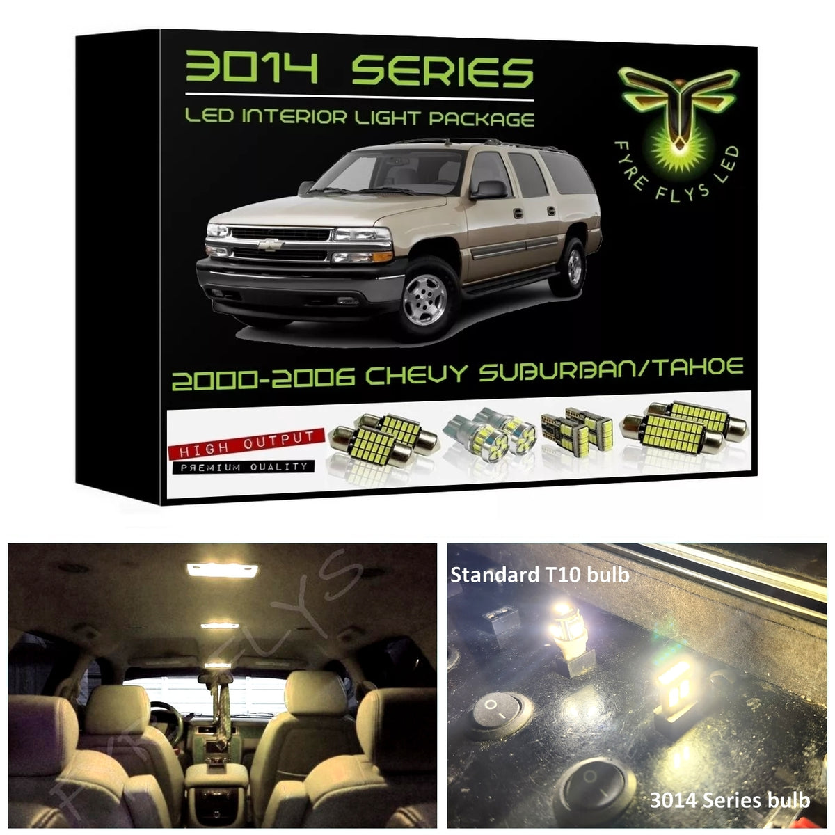 2000-2006 Chevrolet Tahoe or Suburban / GMC Yukon Super Bright 3014 Series LED interior light kit
