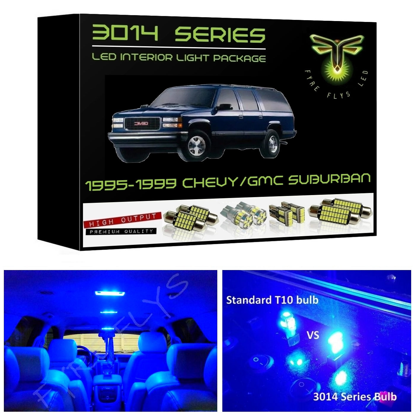 1995-1999 Chevy / GMC Suburban or 4 Door Tahoe/Yukon Super Bright 3014 Series LED interior light kit