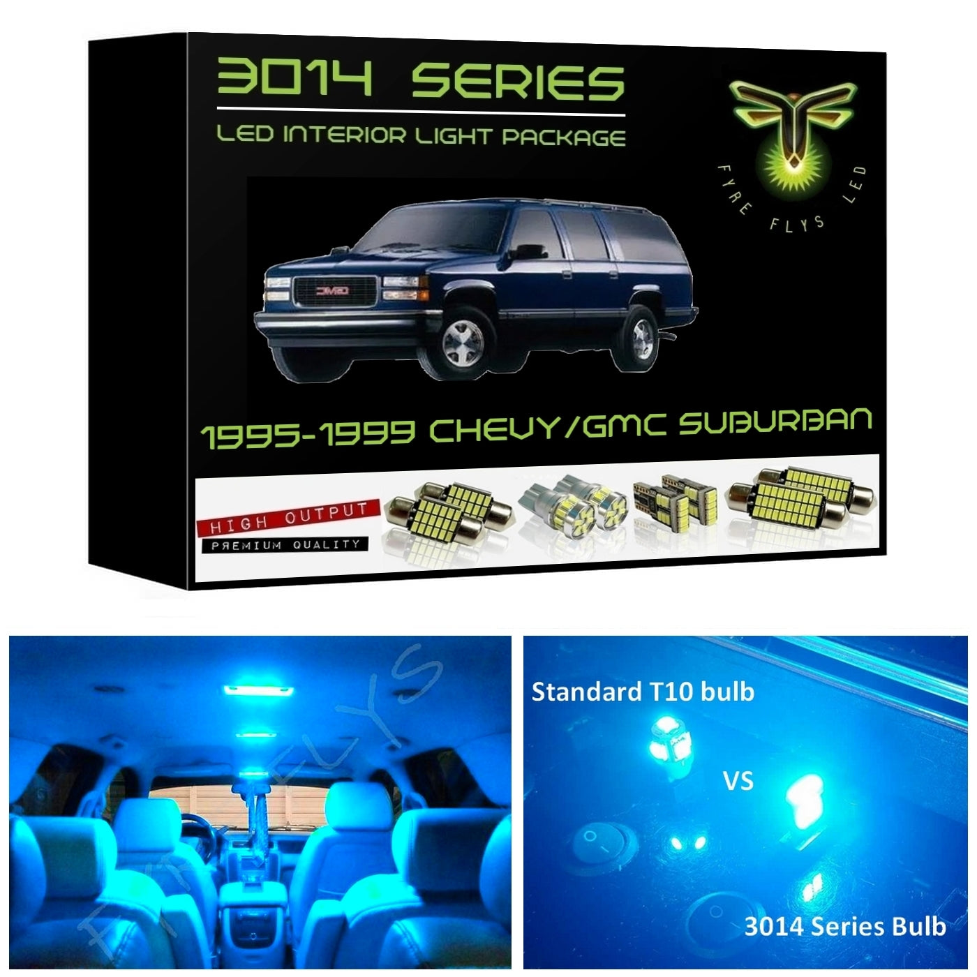 1995-1999 Chevy / GMC Suburban or 4 Door Tahoe/Yukon Super Bright 3014 Series LED interior light kit