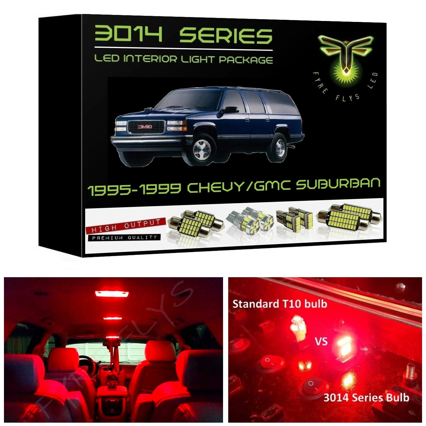 1995-1999 Chevy / GMC Suburban or 4 Door Tahoe/Yukon Super Bright 3014 Series LED interior light kit
