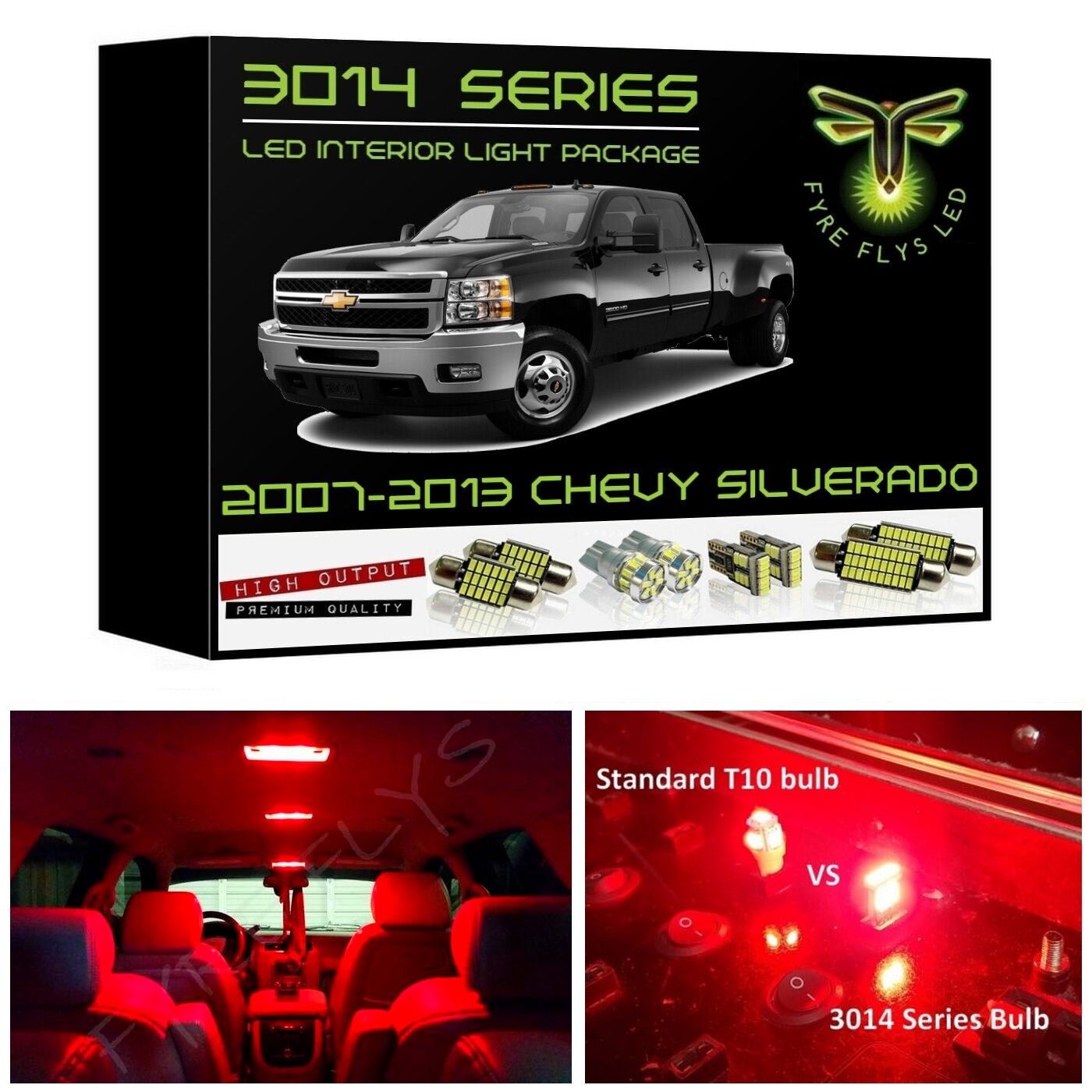 2007-2013 Chevrolet Silverado & Avalanche / GMC Sierra Super Bright 3014 Series LED interior light kit