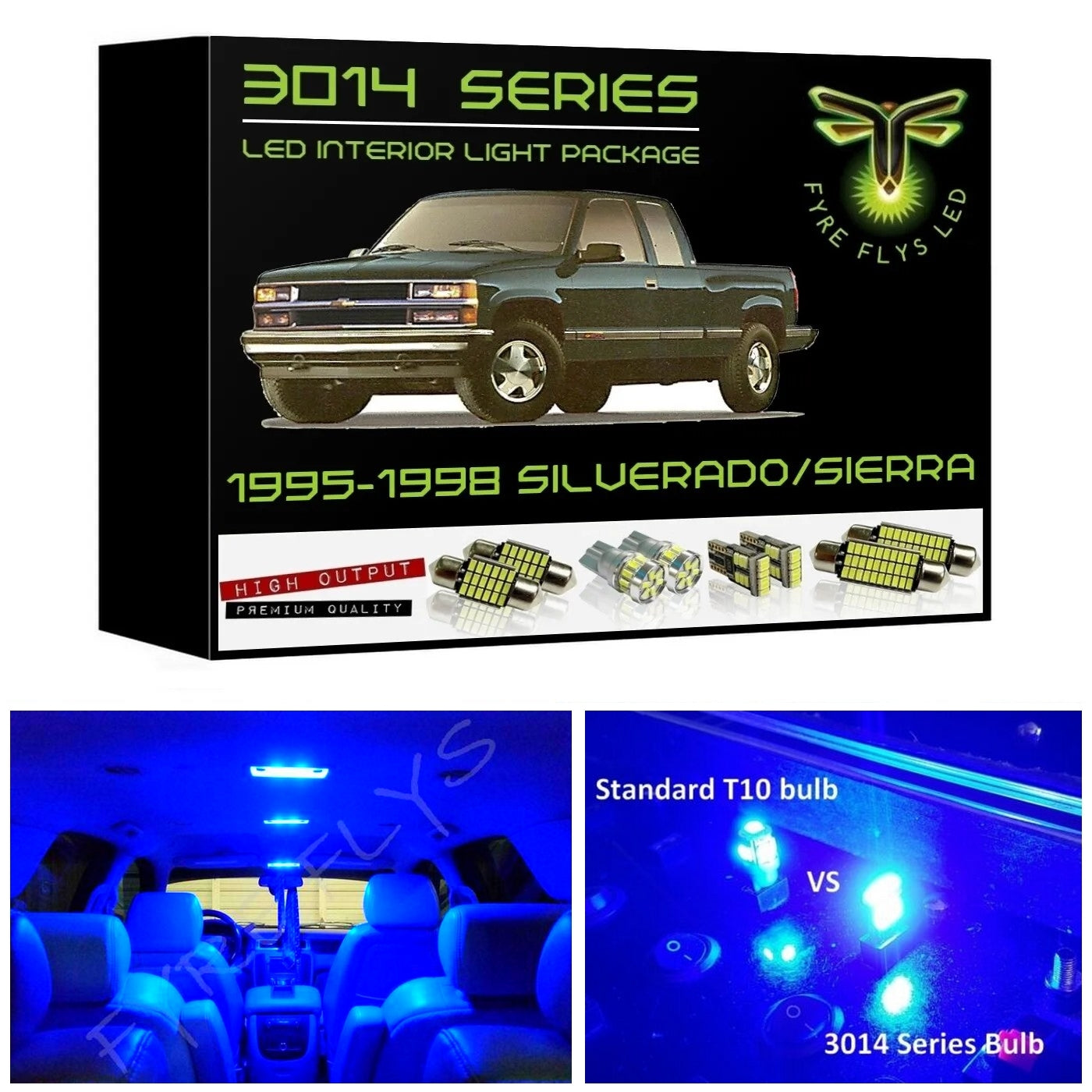 1995-1999 Chevy/GMC Silverado Sierra C1500 K1500 Super Bright 3014 Series LED interior light kit