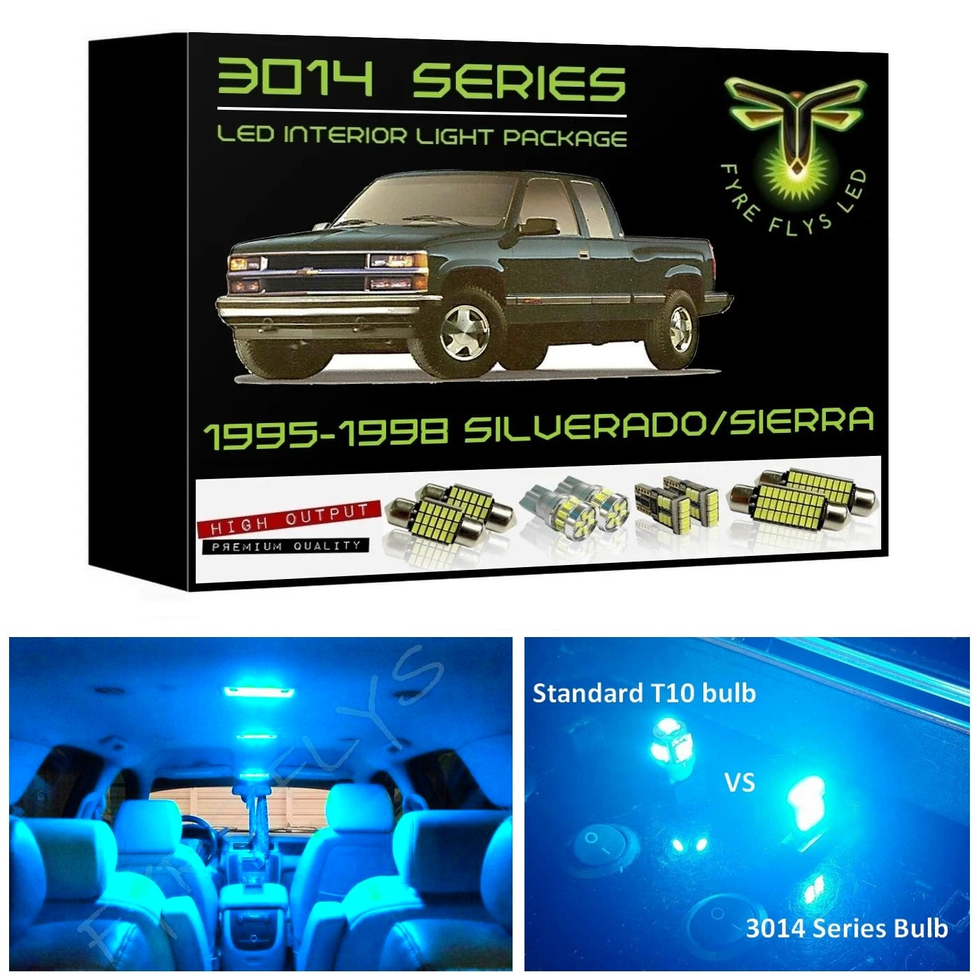 1995-1999 Chevy/GMC Silverado Sierra C1500 K1500 Super Bright 3014 Series LED interior light kit