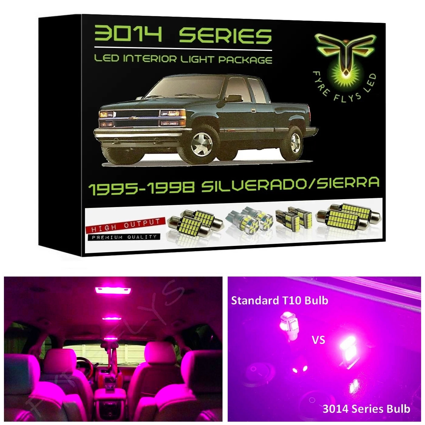1995-1999 Chevy/GMC Silverado Sierra C1500 K1500 Super Bright 3014 Series LED interior light kit