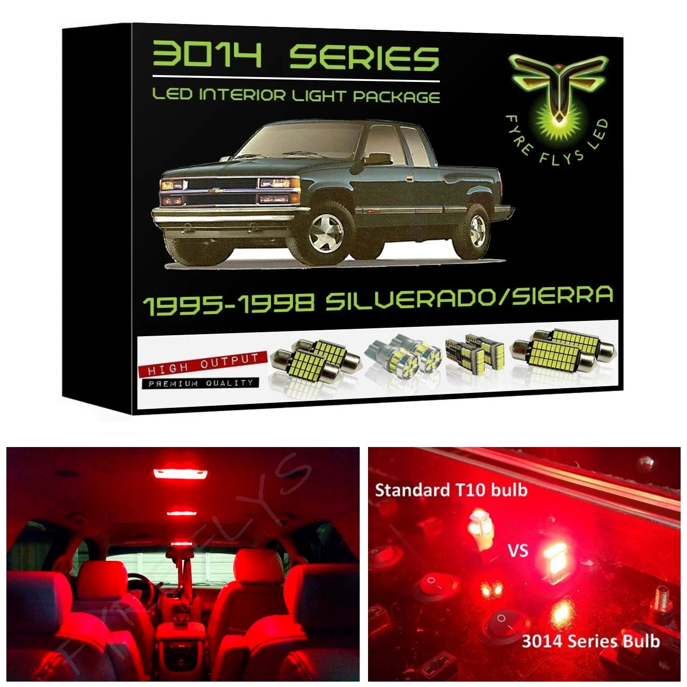 1995-1999 Chevy/GMC Silverado Sierra C1500 K1500 Super Bright 3014 Series LED interior light kit