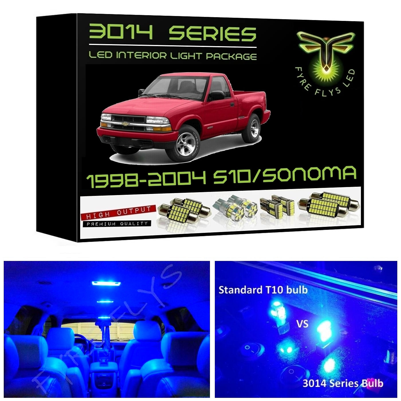 1998-2004 Chevrolet S10 / GMC Sonoma Super Bright 3014 Series LED interior light kit