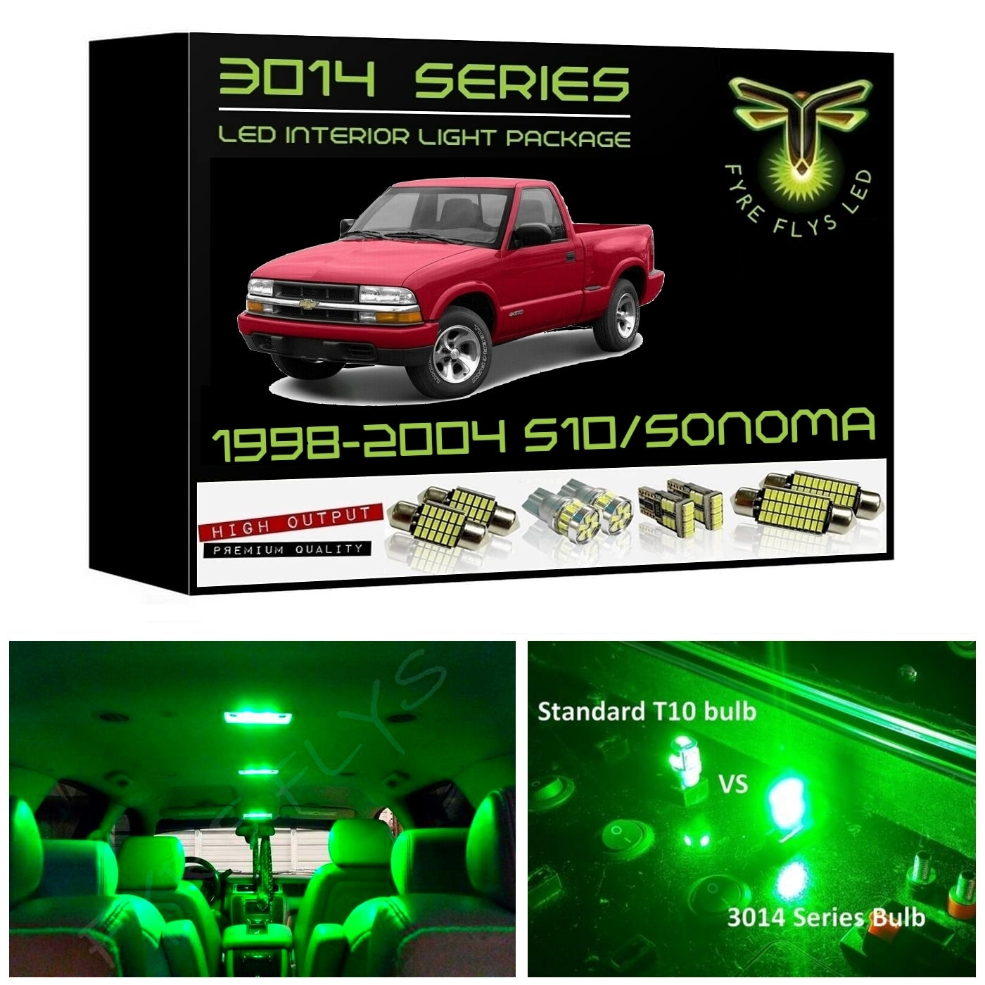 1998-2004 Chevrolet S10 / GMC Sonoma Super Bright 3014 Series LED interior light kit