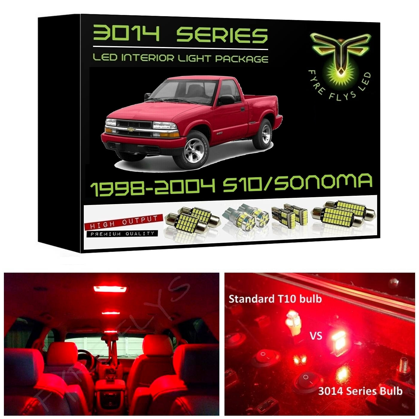 1998-2004 Chevrolet S10 / GMC Sonoma Super Bright 3014 Series LED interior light kit