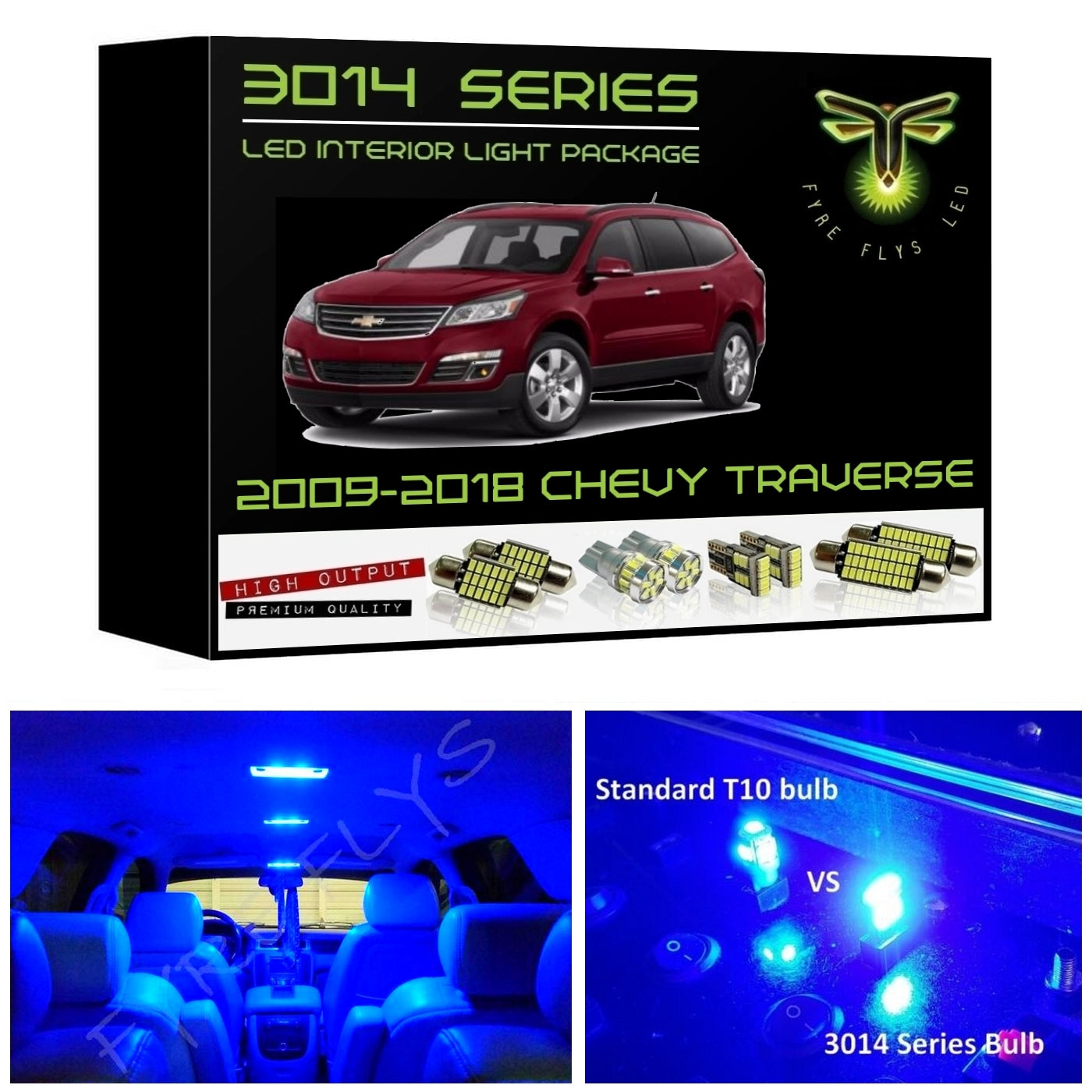 2009-2018 Chevy Traverse Super Bright 3014 Series LED interior light kit