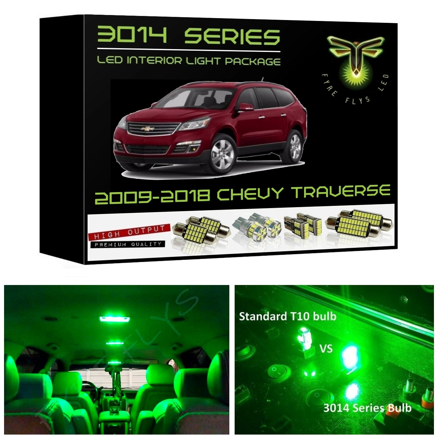 2009-2018 Chevy Traverse Super Bright 3014 Series LED interior light kit