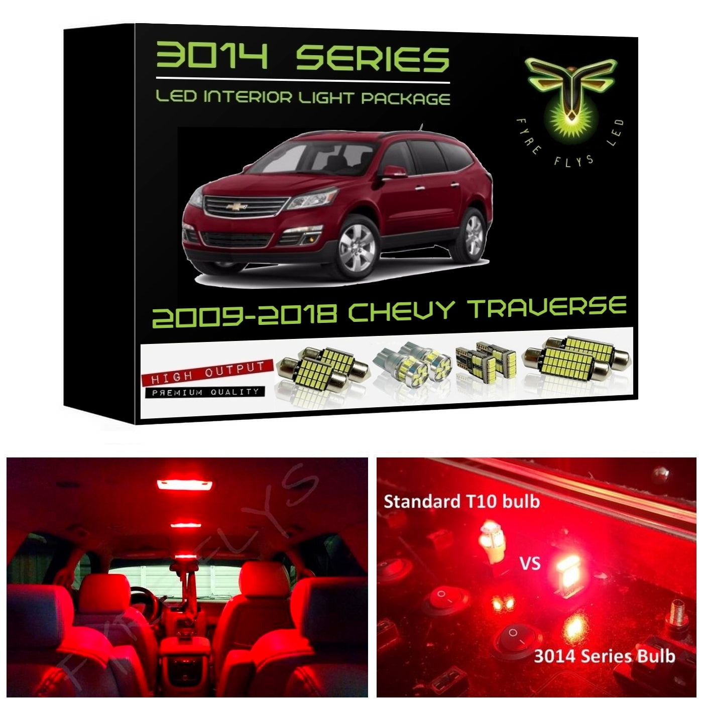 2009-2018 Chevy Traverse Super Bright 3014 Series LED interior light kit