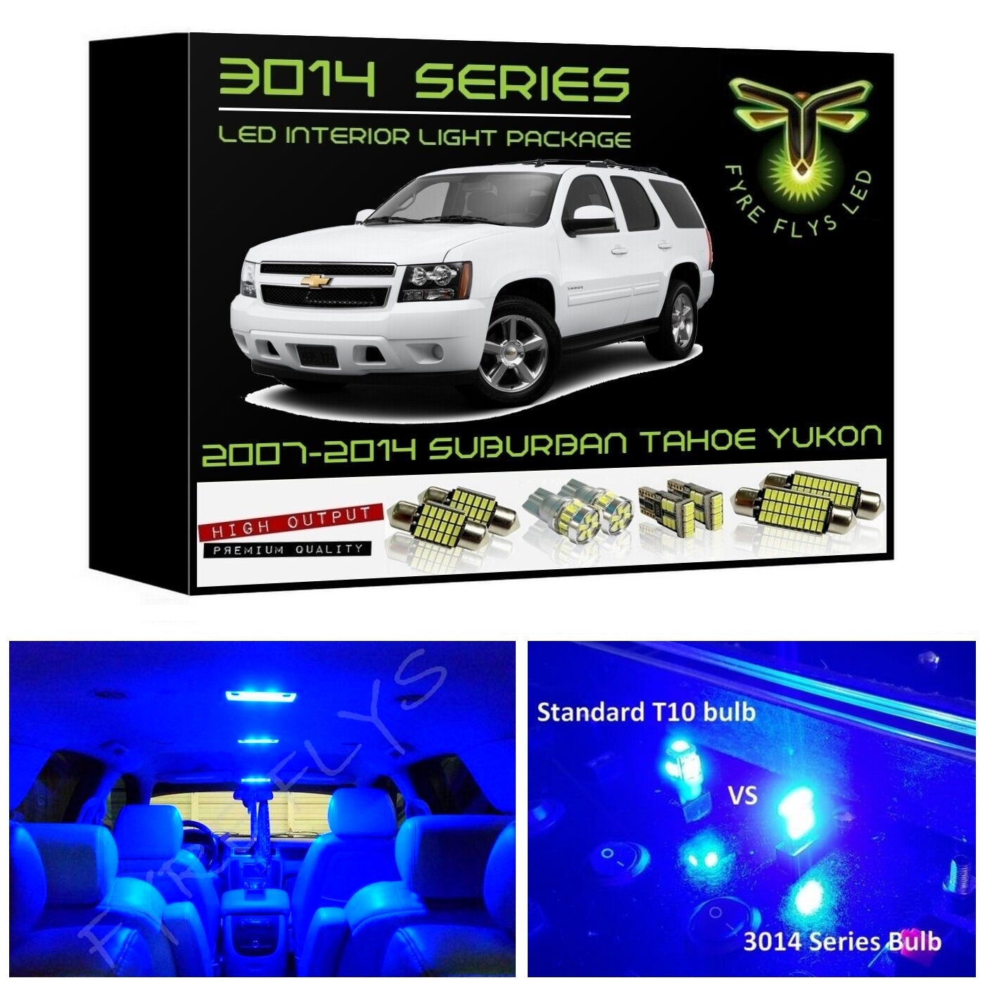 2007-2014 Chevy Tahoe or Suburban Super Bright 3014 Series LED interior light kit
