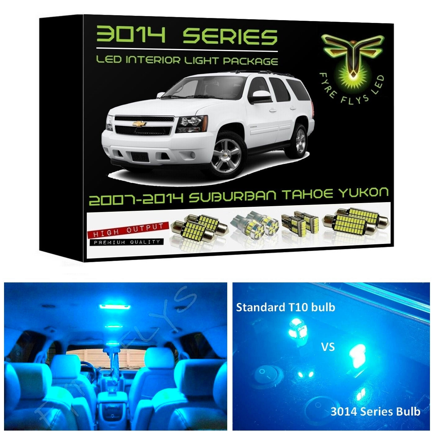 2007-2014 Chevy Tahoe or Suburban Super Bright 3014 Series LED interior light kit