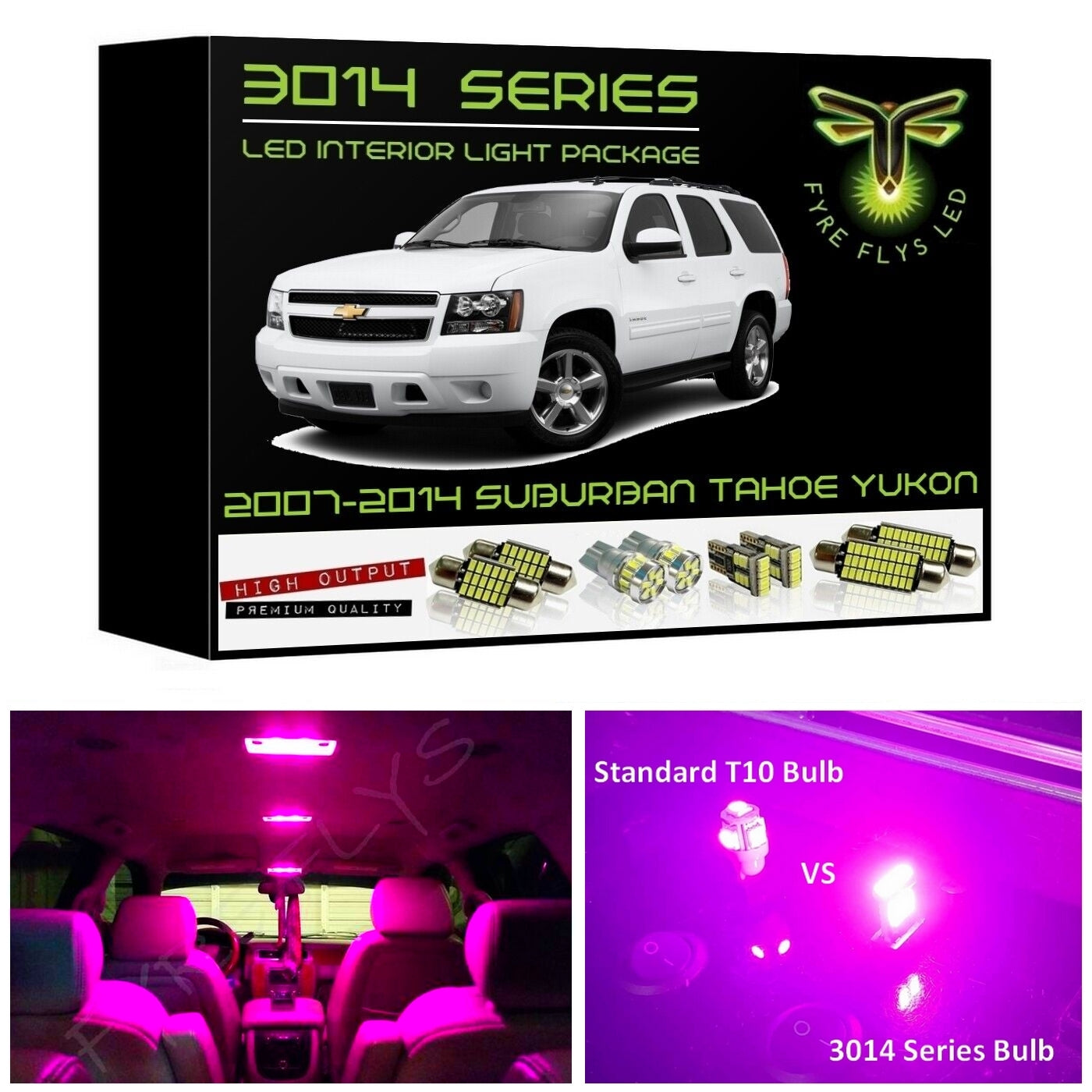 2007-2014 Chevy Tahoe or Suburban Super Bright 3014 Series LED interior light kit