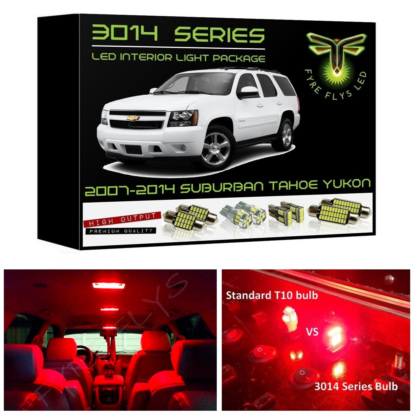 2007-2014 Chevy Tahoe or Suburban Super Bright 3014 Series LED interior light kit