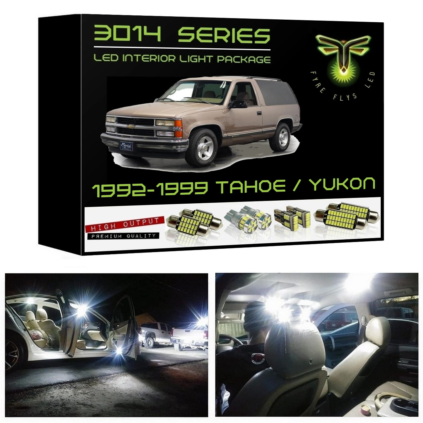 1992-1999 2 Door Chevy Tahoe or Blazer / GMC Yukon Super Bright 3014 Series LED interior light kit
