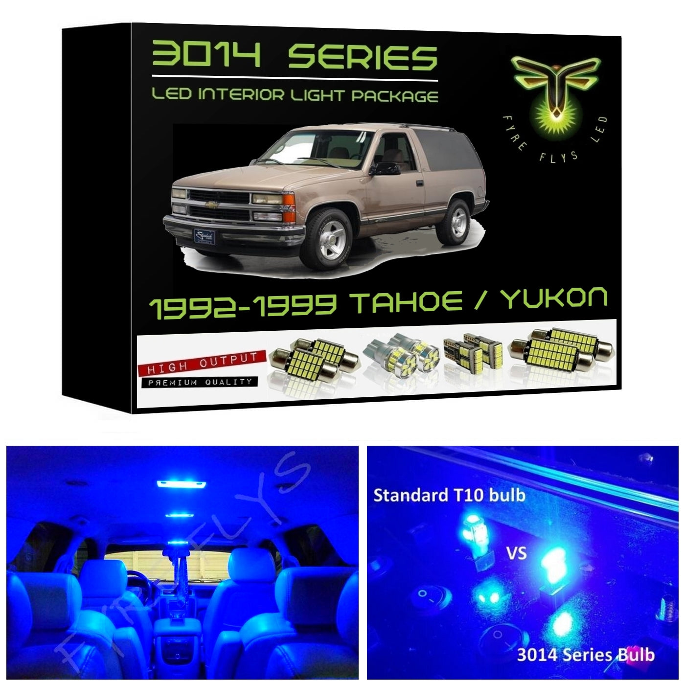 1992-1999 2 Door Chevy Tahoe or Blazer / GMC Yukon Super Bright 3014 Series LED interior light kit