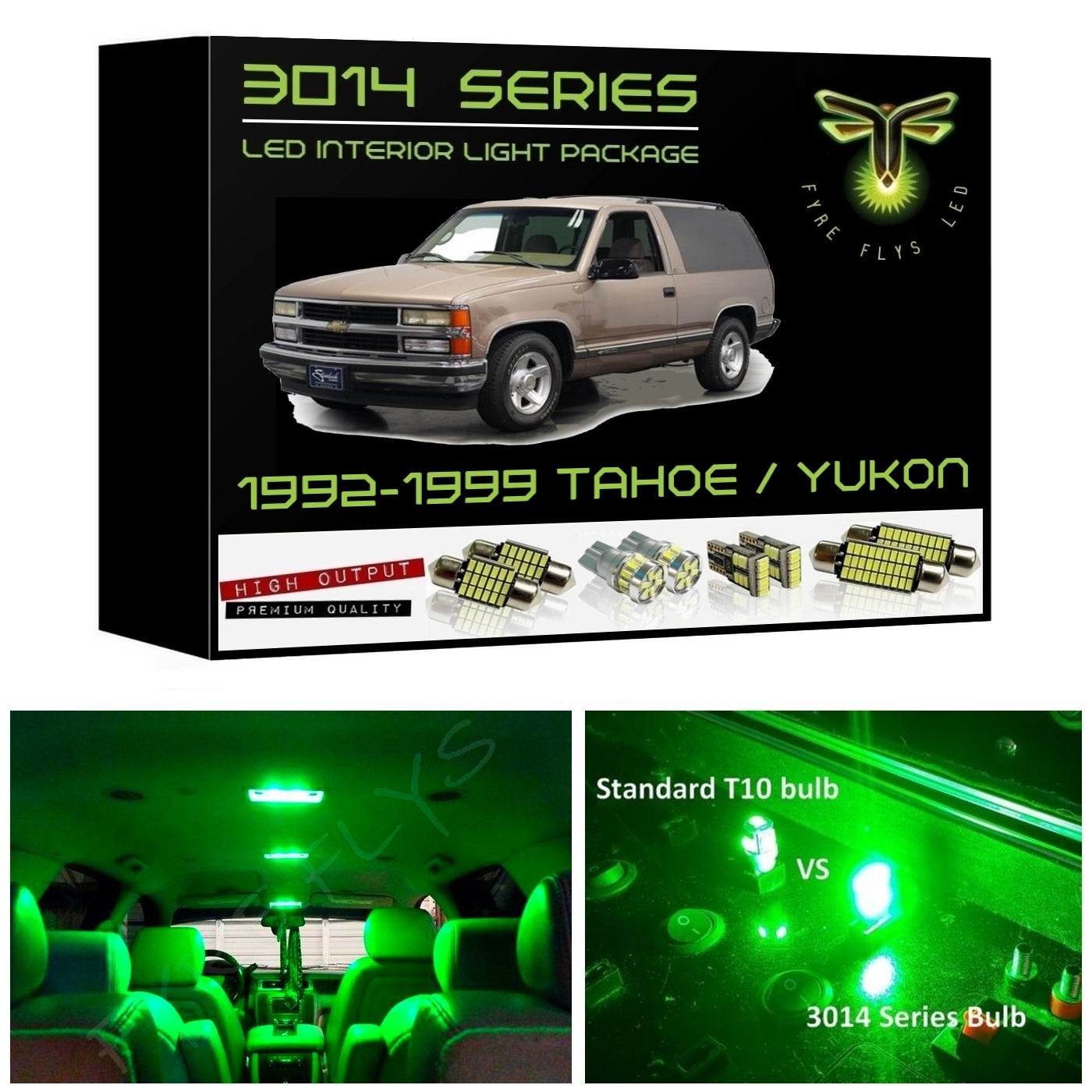 1992-1999 2 Door Chevy Tahoe or Blazer / GMC Yukon Super Bright 3014 Series LED interior light kit
