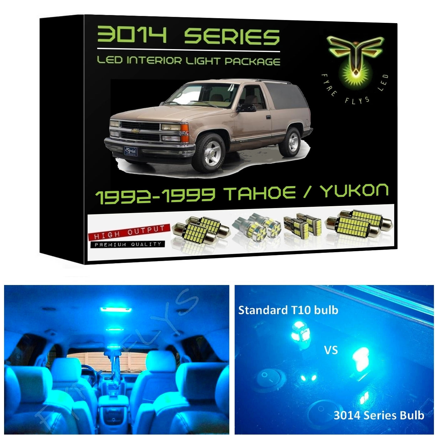 1992-1999 2 Door Chevy Tahoe or Blazer / GMC Yukon Super Bright 3014 Series LED interior light kit
