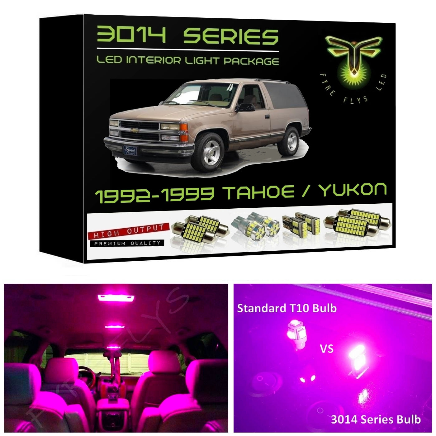1992-1999 2 Door Chevy Tahoe or Blazer / GMC Yukon Super Bright 3014 Series LED interior light kit
